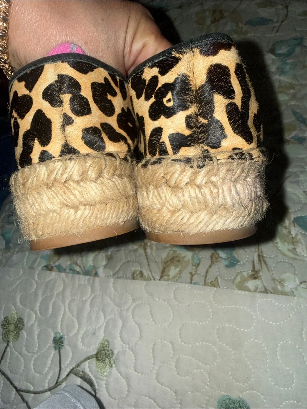 Johnny Was 💕 Embroidered Floral Black Slip-On Espadrilles for Women